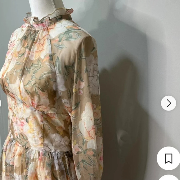 For Love & Lemons Women's O.P.T Floral Long Sleeve A-line Dress Size Medium - Picture 16 of 16